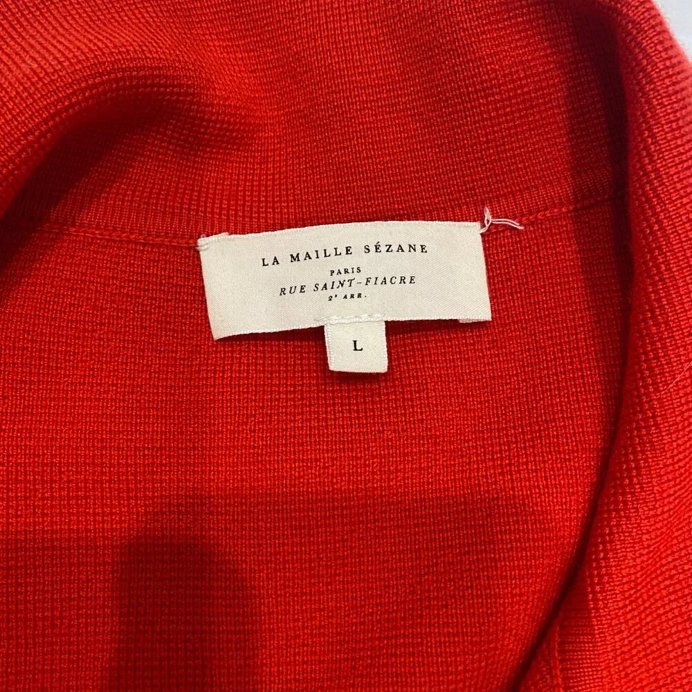 Sézane Betty Cardigan Coral Red - Picture 4 of 6